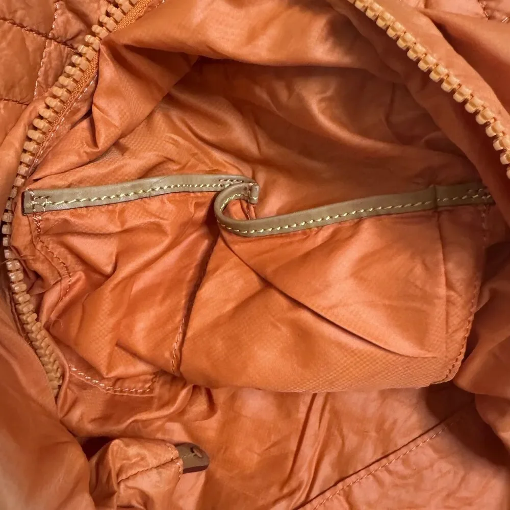 MZ Wallace Metro Tote Bag Purse Quilted Nylon ColorBlock Orange Red